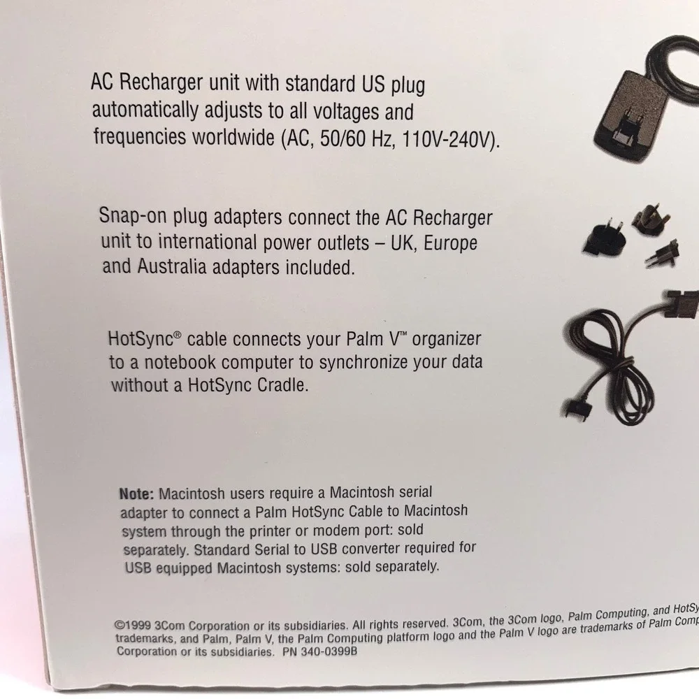 Palm V Connected Organizer Travel Kit PDA Accessories Set NIB New Vintage
